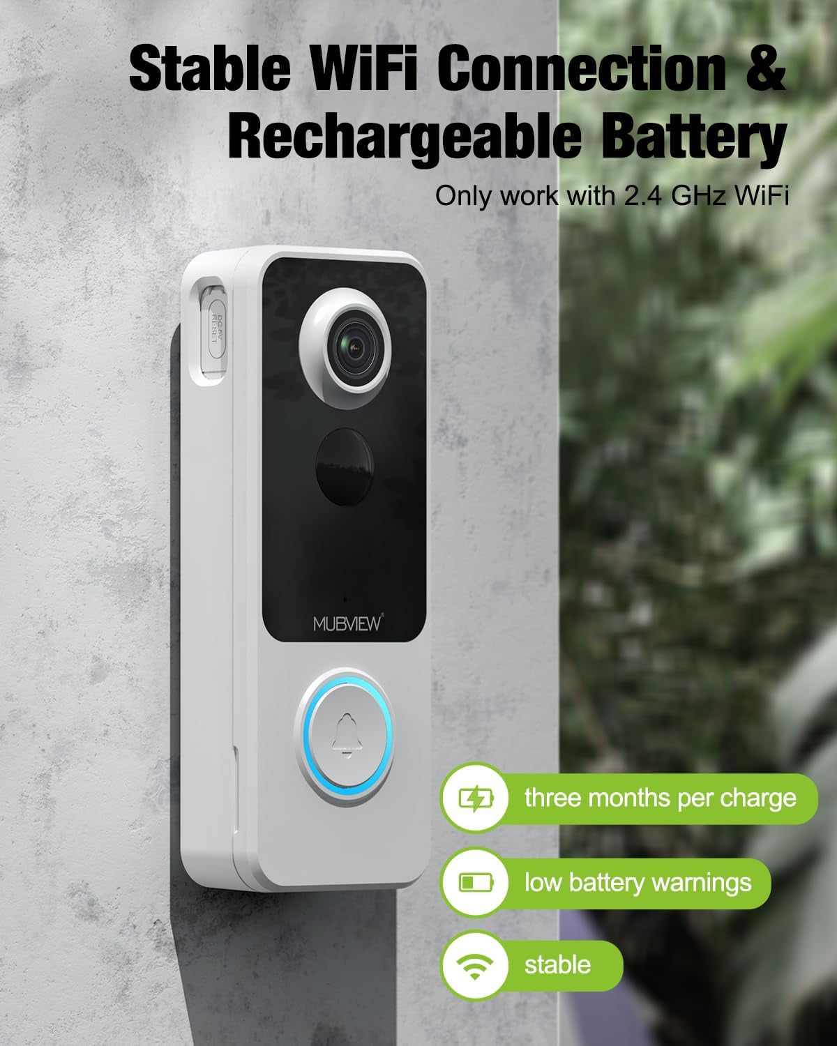 Advanced Wireless Video Doorbell with 1080P HD, 2-Way Talk, Night Vision & Smart Detection - No Subscription Needed!
